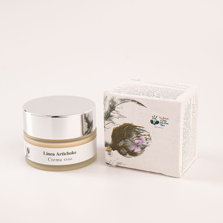 Face cream with antioxidant extracts ok artichoke extract, vitamin C, hyaluronic acid, evening primrose and pomegranate oils