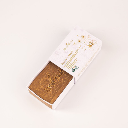 Natural soap with olive oil, wild marigold and honey, with mandarin essential oil