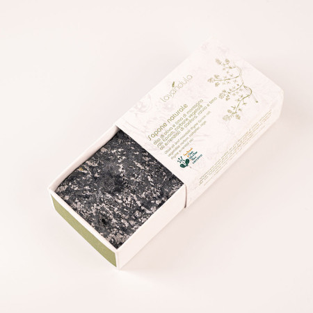 Natural soap with olive oil, mountain thyme, Epsom salts, charcoal, camphor, sage, and thyme essential oils.