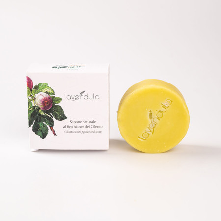 Sapone naturale al fico bianco del Cilento, con olio di oliva, olio di mandorle, burro di karité e olio essenziale di limone