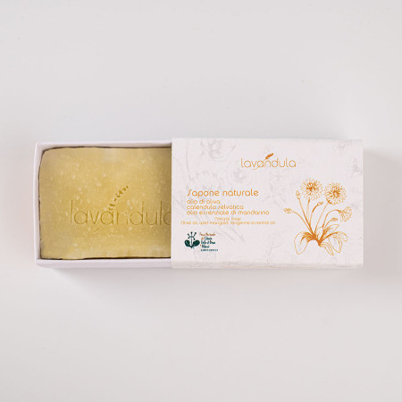 Natural olive oil and wild marigold soap with mandarin essential oil