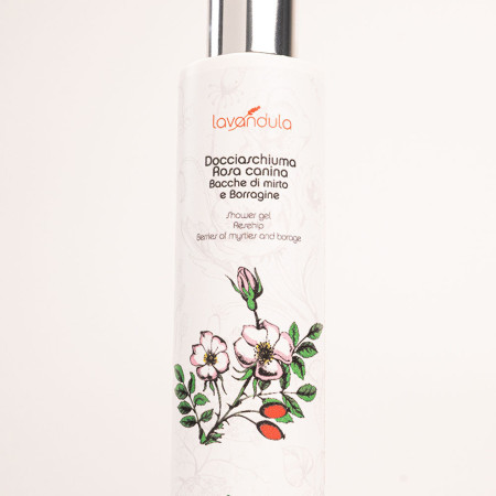 Docciaschiuma con estratti di rosa canina, bacche di mirto e borragine